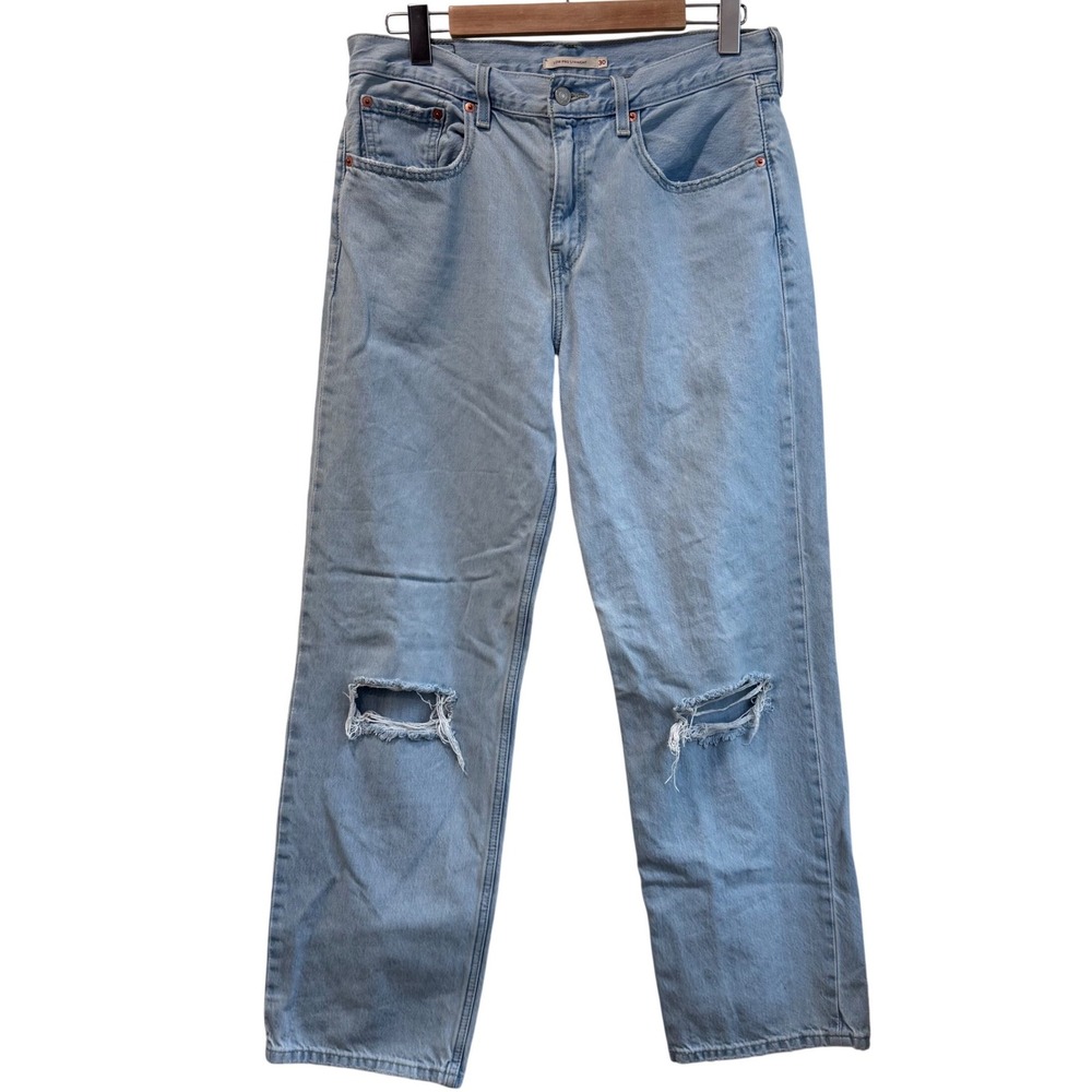 Levi's Low Pro Straight Light Wash Distressed Denim Jeans Women's Size 30